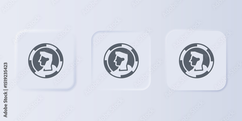 Aufkleber grey ancient coin icon isolated on grey background. set icons in square buttons. vector