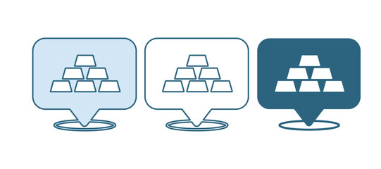 Blue Gold bars icon isolated on white background. Banking business concept. Vector