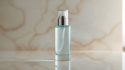 Modern Plastic Pump Dispenser Bottle Mockup in Luxurious Spa-Like Setting