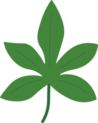 Tropical Leaf Vector Illustration - Flat Green Botanical Elements
