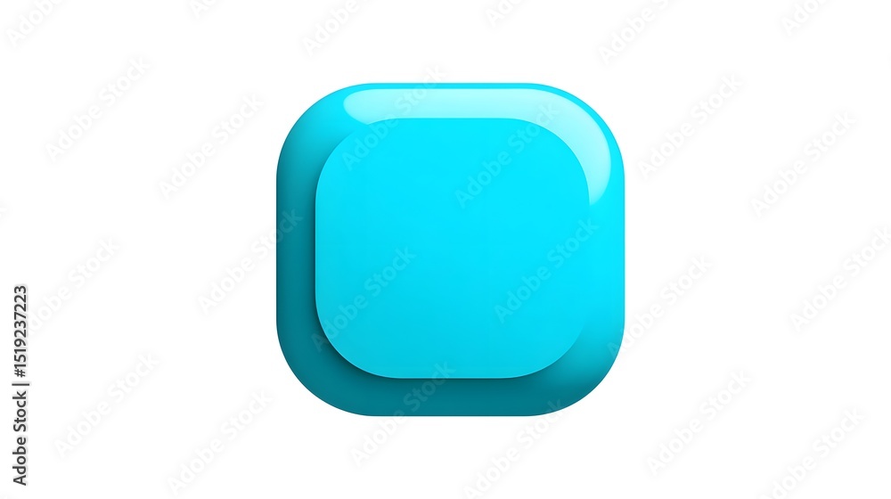 Fototapete cyan rounded square shape with soft edges on a clean white background a simple and minimalist digita