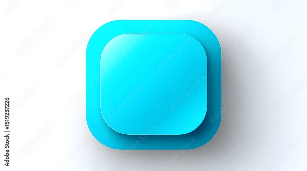 Aufkleber vibrant cyan colored rounded square shape with soft edges a minimalist digital graphic element on a 