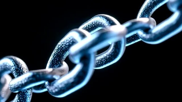 Close-up of a steel chain, links tightly connected, suggesting security and constraint