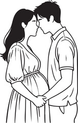 Obraz premium Pregnant couple romantic love pose sketch
