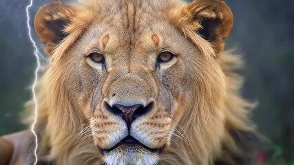 Lion face closeup nature