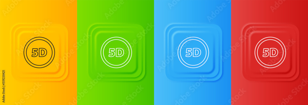 Poster white 5d virtual reality icon isolated on colorful background. large three-dimensional logo. set ico