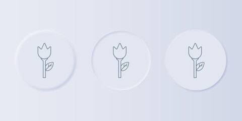Grey Flower tulip icon isolated on grey background. Set icons in square buttons. Vector