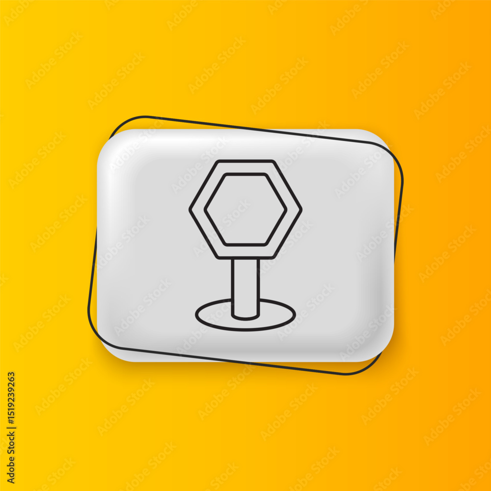 Poster black road traffic sign. signpost icon isolated on yellow background. pointer symbol. isolated stree