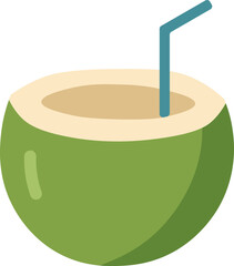 Tropical Coconut Drink Vectors - Green Coconuts Flat Design