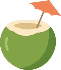 Tropical Coconut Drink Vectors - Green Coconuts Flat Design