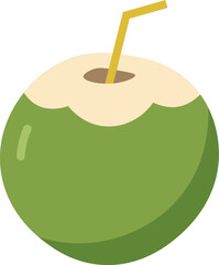 Tropical Coconut Drink Vectors - Green Coconuts Flat Design