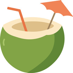 Tropical Coconut Drink Vectors - Green Coconuts Flat Design