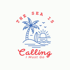 The sea is calling, i must go. Summer holiday beach life minimalist t shirt design