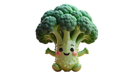 Cute 3D Broccoli Character with Smiling Face