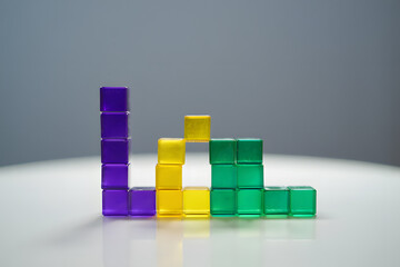 Obraz premium Colorful translucent blocks forming abstract graph