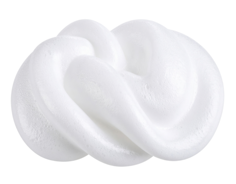 White, airy foam with a soft, swirled texture and smooth, bubbly surface.