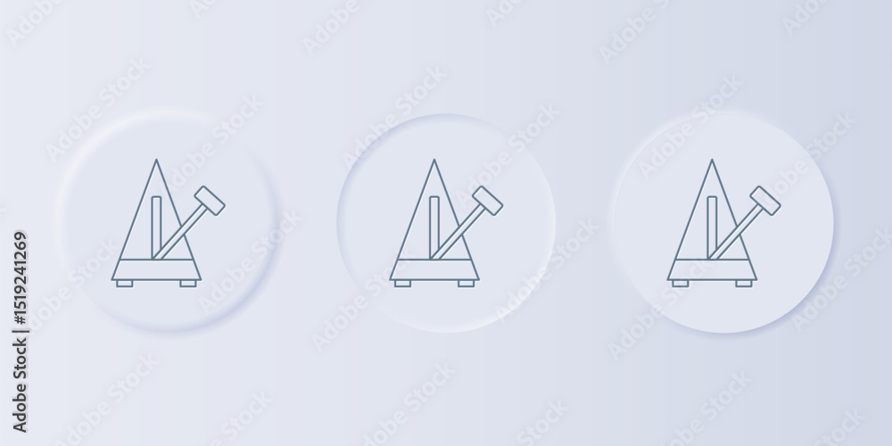 Poster grey classic metronome with pendulum in motion icon isolated on grey background. equipment of music 