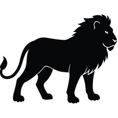 Black wild animals vector silhouette illustration with horse, lion, and dog isolated on white