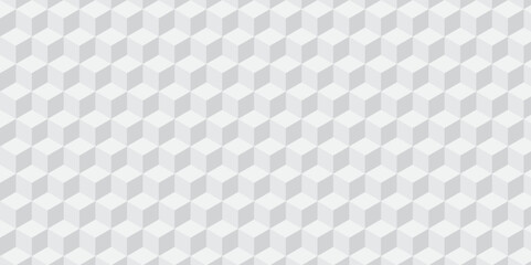 Seamless white geometric cube creative concept triangle overlapping overlap square technology texture. geometric digital cubes fabric and wallpaper grid block texture background.