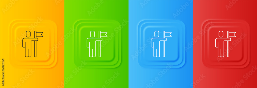 Poster white leader of a team of executives icon isolated on colorful background. set icons in square butto