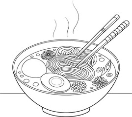 Delicious ramen noodles bowl asian cuisine illustration