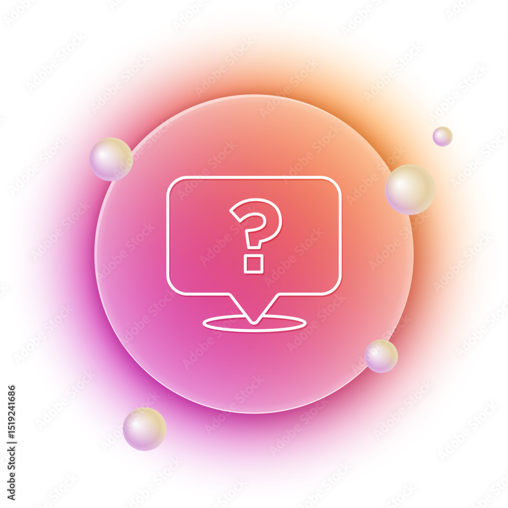 Poster white question mark icon isolated on white background. faq sign. copy files, chat speech bubble and 