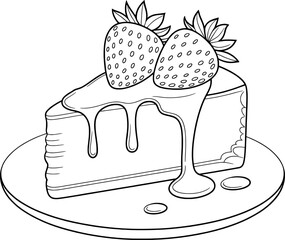 Delicious strawberry cheesecake slice coloring page