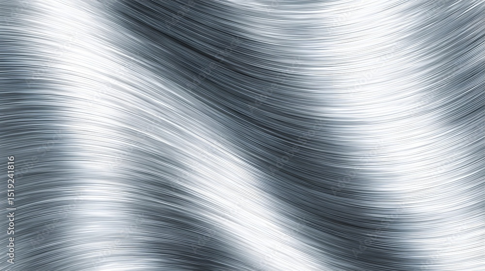 Aufkleber Shimmering chrome aluminum sheet with a mesmerizing wave like reflection pattern and a smooth glossy light gradient across the minimalist surface