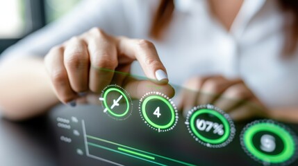 Digital interface interaction office setting technology usage modern environment close-up view user engagement