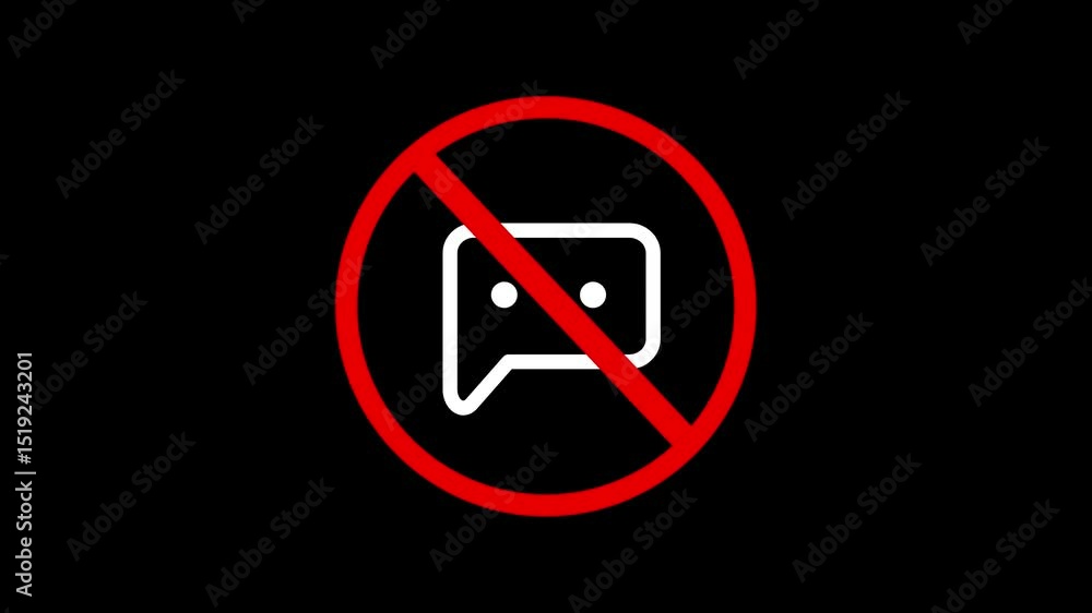 Poster no chat discussion allowed speech bubble crossed sign of red color message communication restriction