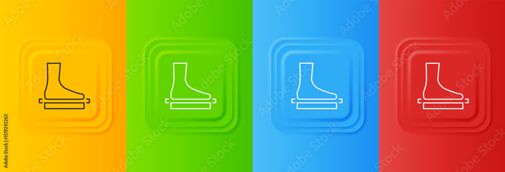 Poster white flat foot icon isolated on colorful background. set icons in square buttons. vector