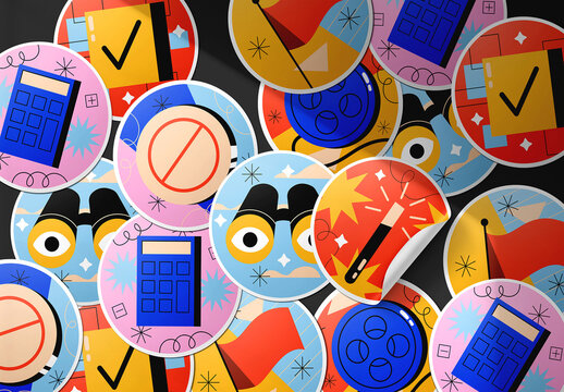 Wrinkled Plastic Stickers Mockup