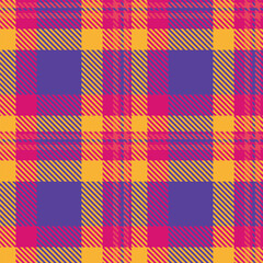 Vibrant plaid pattern in bold purple, pink, and yellow hues.  Perfect for fashion, textile, or web design projects needing a modern, energetic feel.