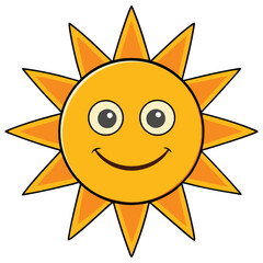 Sun vector icon set: bright summer heat and solar light illustrations