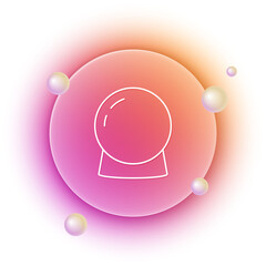 White Magic ball icon isolated on white background. Crystal ball. Orange and pink gradient circle background. Vector