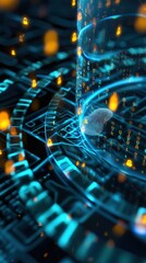Digital security visualization cyber space infographic futuristic environment abstract view data protection concept