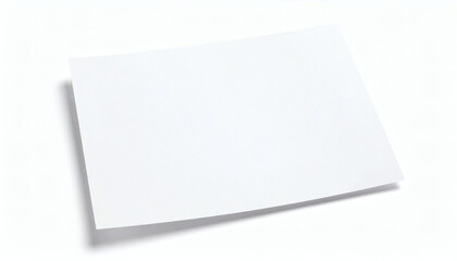 Piece of white paper isolated on white background for minimalistic design, stationery mockup, and clean product presentation
