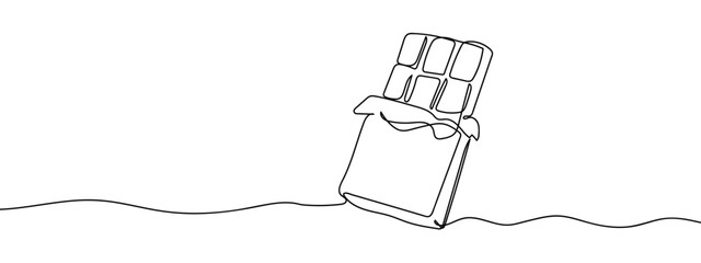 Continuous line chocolate bar Line Art Vector Transparent Background Edit Stroke.