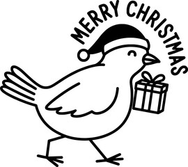 Merry christmas bird carrying gift illustration