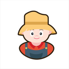 Colored Farmer Cartoon Illustration