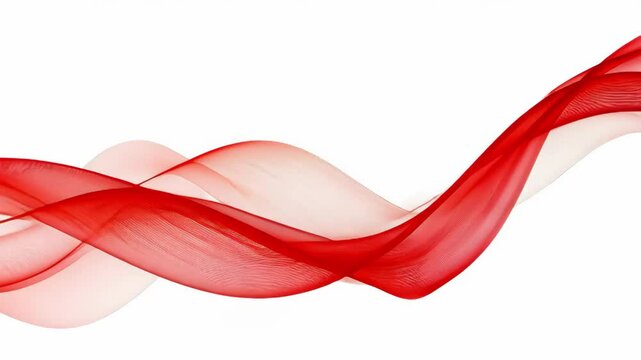 Abstract red wave, flow on white background for modern design and technology concepts.