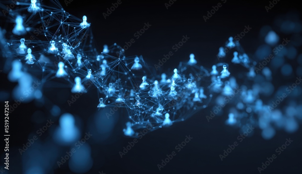 Poster digital network connection with human figure nodes