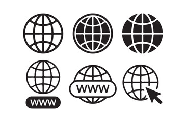 Set of Globe and WWW Icons for Web and Internet. Victor illustration eps 10

