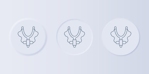 Grey Slingshot icon isolated on grey background. Set icons in square buttons. Vector