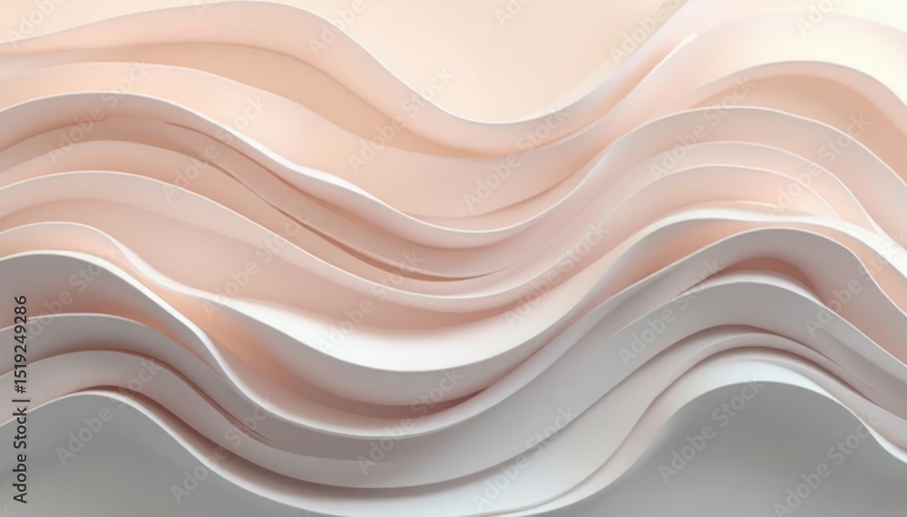 Aufkleber abstract layered paper waves in soft pastel shades creating a flowing design