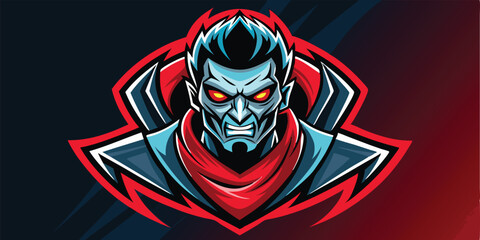Angry Vampire Mascot Logo with Red Eyes and Cape Illustration