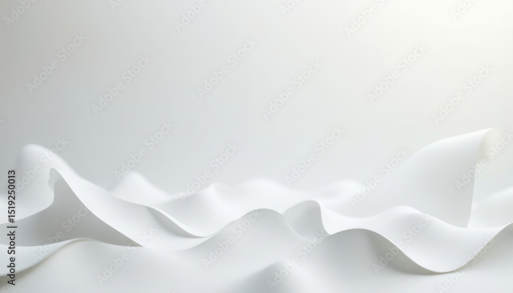 Poster abstract white paper waves creating a dynamic and minimalist artistic background design