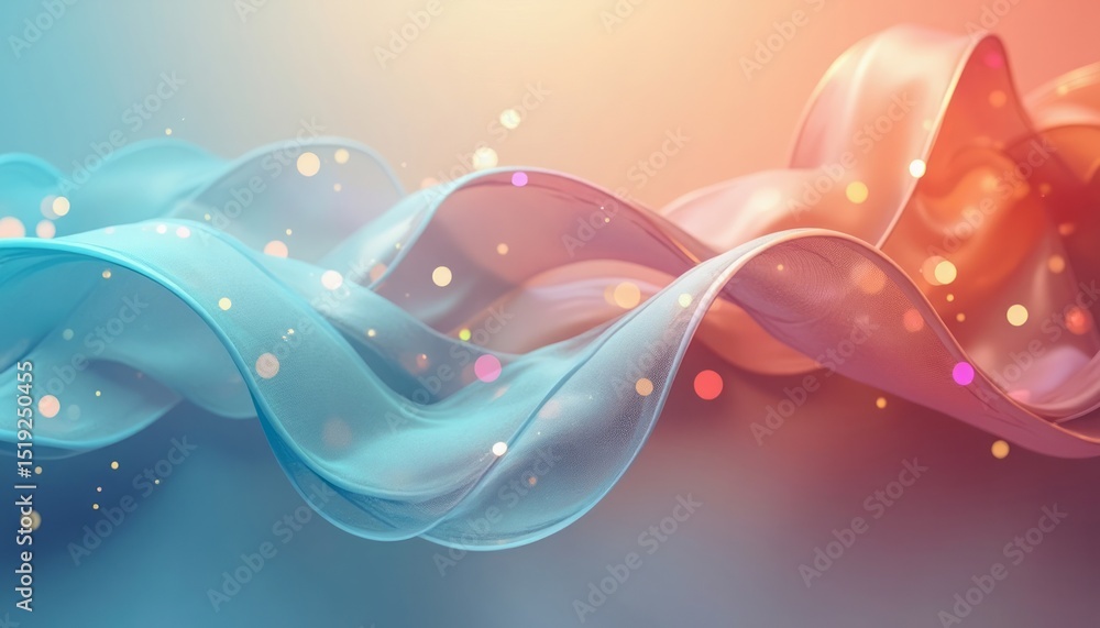 Aufkleber elegant abstract ribbons of blue and orange with sparkling bokeh effect against gradient background