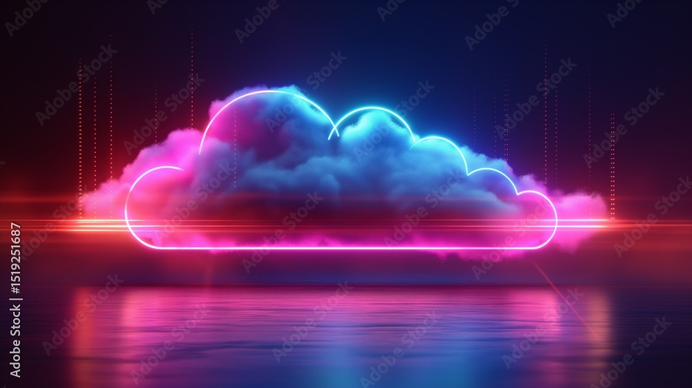 Poster colorful cloud computing design showcasing ai concepts and emphasizing storage solutions
