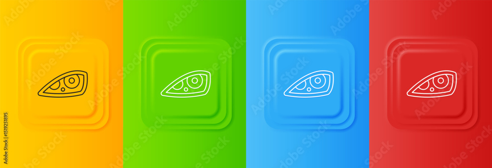 Poster white car headlight icon isolated on colorful background. set icons in square buttons. vector